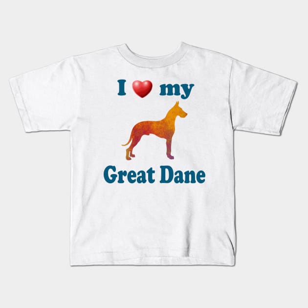 I Love My Great Dane Kids T-Shirt by Naves